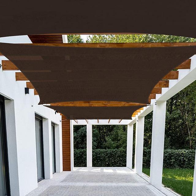 Patio Paradise 8' x 12' Brown Sun Shade Sail Rectangle Canopy - Permeable UV Block Fabric Durable Outdoor - Customized Available