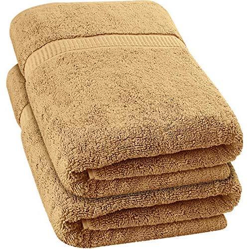 Utopia Towels - Luxurious Jumbo Bath Sheet (35 x 70 Inches, Beige) - 600 GSM 100% Ring Spun Cotton Highly Absorbent and Quick Dry Extra Large Bath Towel - Super Soft Hotel Quality Towel (2-Pack)