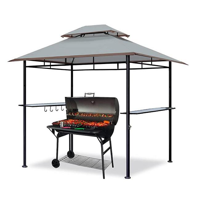 CoastShade 6'x 9' Grill Gazebo Double Tiered Outdoor BBQ Canopy,Grill Gazebo Shelter for Patio and Outdoor Backyard (Gray)