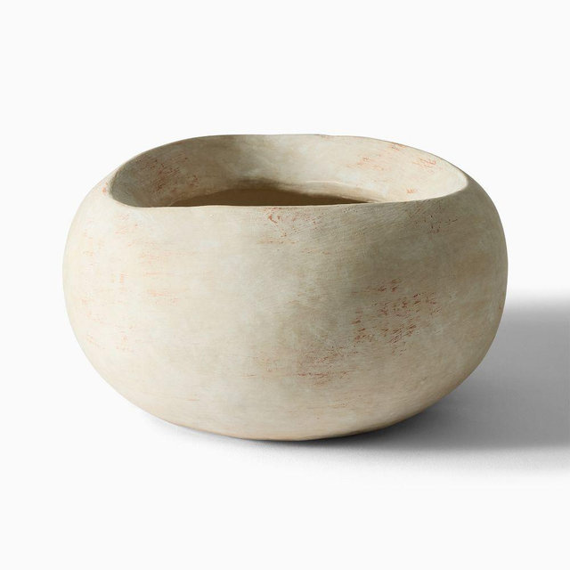 Chole Textured Stone Tabletop Planter, Medium, Rustic White