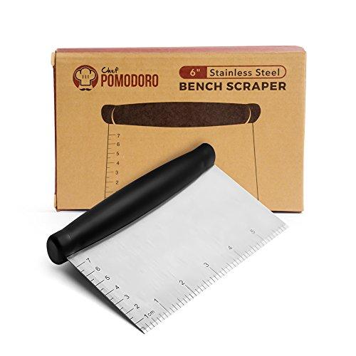 Chef Pomodoro Multi-Purpose 6-Inch Bench Scraper, Pizza Dough Scraper, Stainless Steel Chopper, Heavy Duty