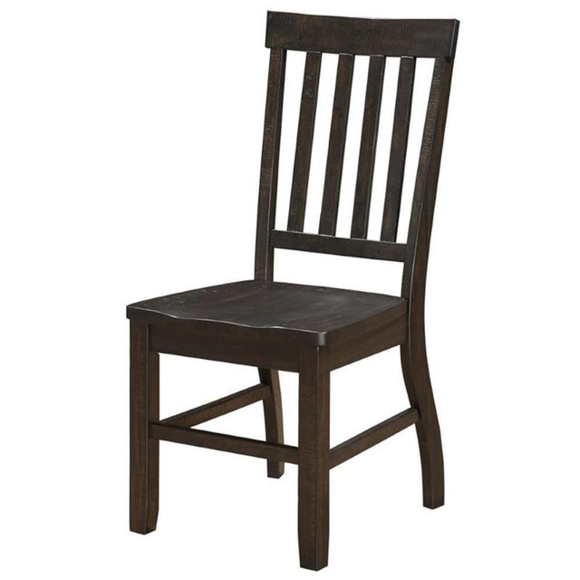 Acme Maisha Wooden Side Chair with Slatted Back in Rustic Walnut Set of 2