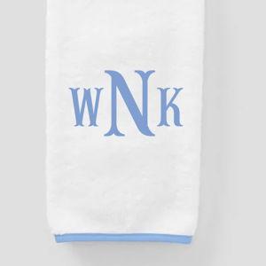 French Blue Perry Font WNK Monogrammed Plush Luxury Hand Towels | Weezie