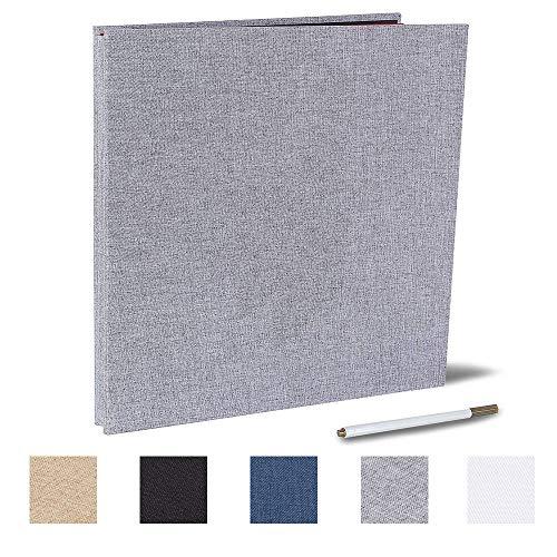 Vienrose Photo Album Self Adhesive Magnetic Scrapbook Album 40 Pages Linen Hardcover 11x10.6 Inches with A Metallic Pen for Wedding Baby Family Travel