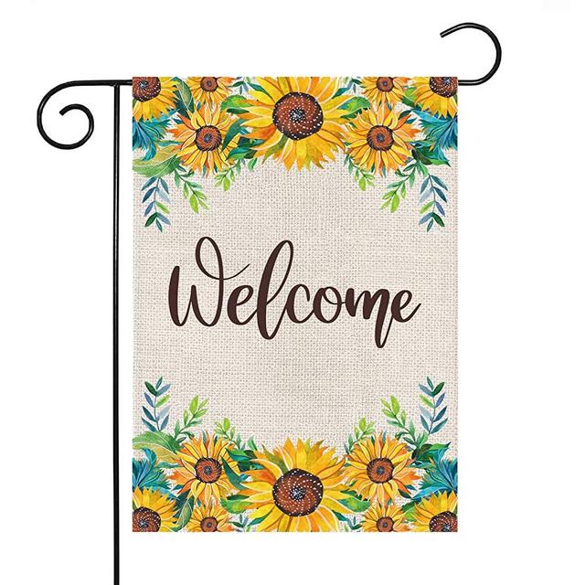 Sweet Sunflowers Welcome Summer Garden Flag Rustic Outdoor Decorations Burlap Vertical Double Sided Spring Home Decorative Yard Decor 12.5 x 18 Inch