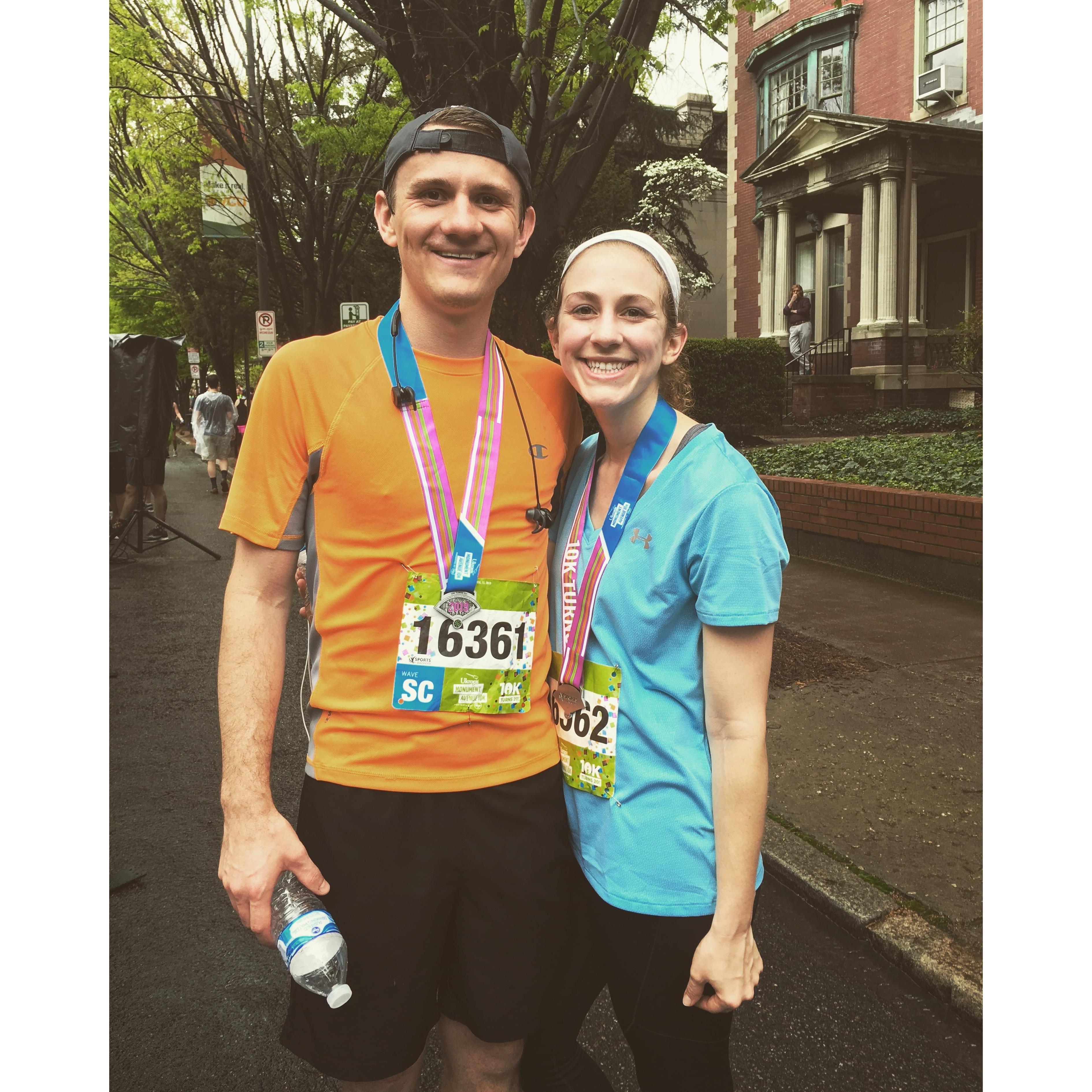 First race together (Monument 10K in Richmond, VA) - March 2019