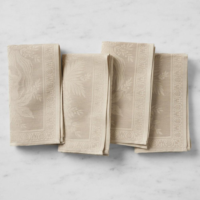 Vintage Floral Jacquard Napkins, Set of 4, Natural