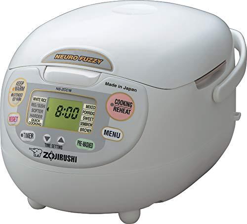 Zojirushi NS-ZCC18 Neuro Fuzzy Rice Cooker Warmer, 10 Cup, Premium White, Made in Japan