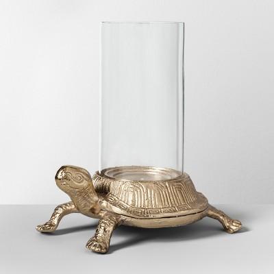 11" Turtle Outdoor Hurricane Lantern Gold - Opalhouse™