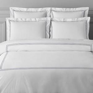 White Hotel Bedding, Duvet Cover, Full/Queen, Navy