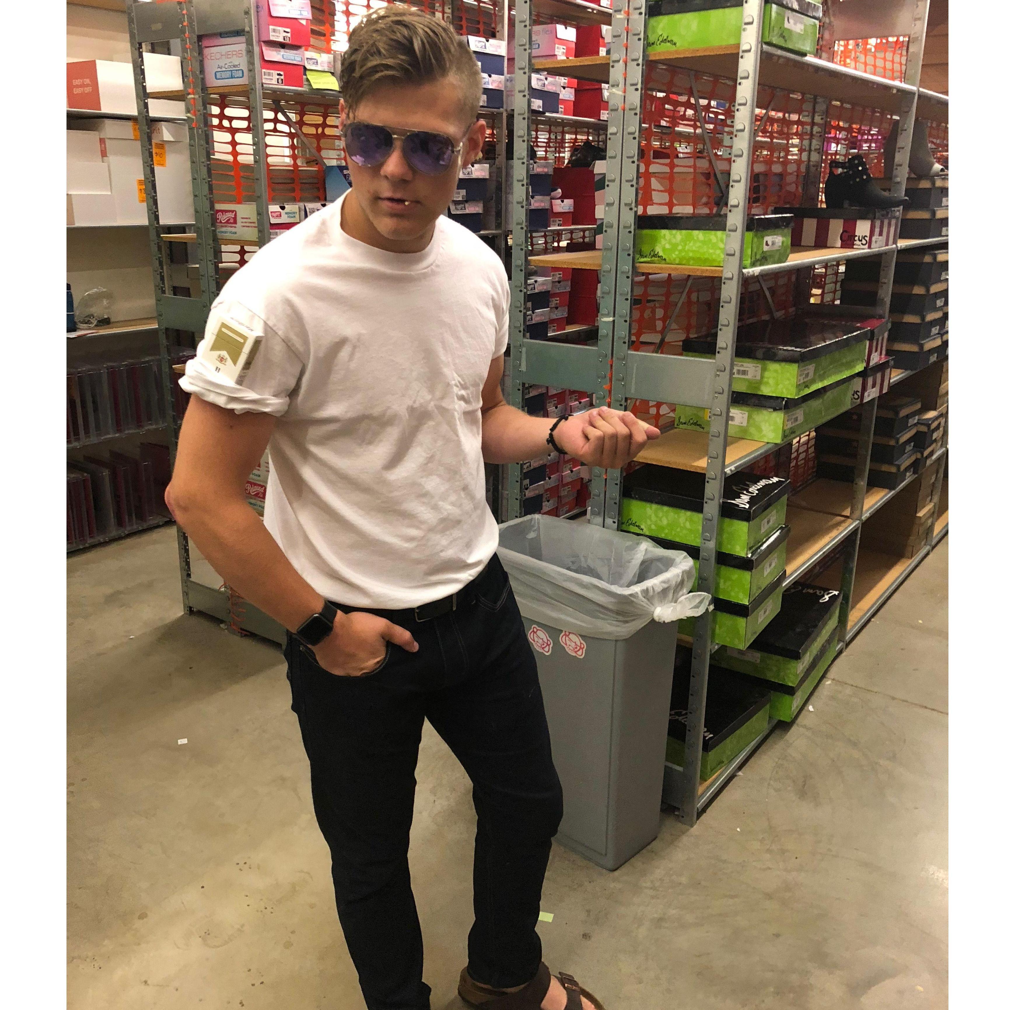 Michael being "charming" at Bergner's where we both worked in women's shoes and first met.