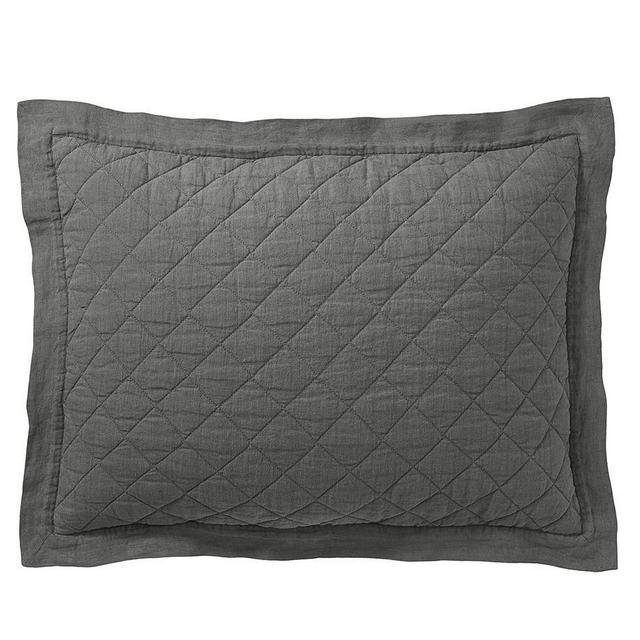 Charcoal Belgian Flax Linen Diamond Sham, Standard