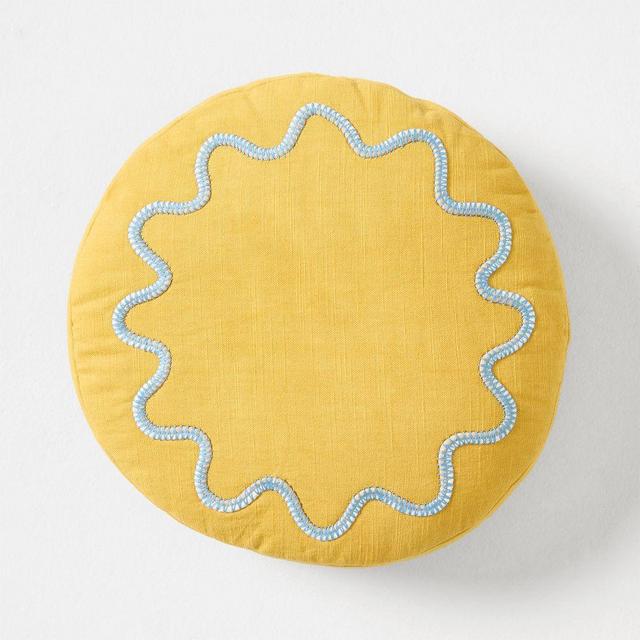 Collab Rhode Wiggle Round Pillow, Dijon, 14" Round