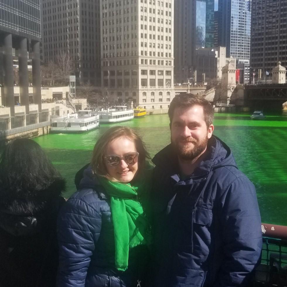 Downtown Chicago for St. Patrick's Day.