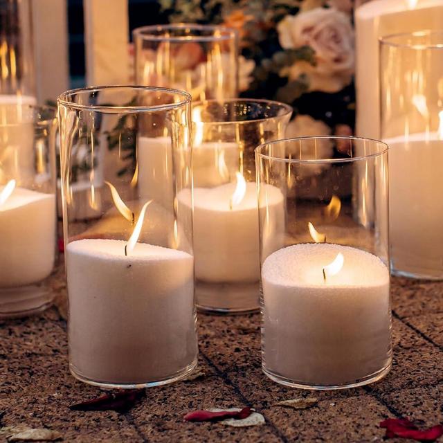 WDHODEC Glass Flower Vases 12 PCS, Bud Cylinder Vase Hurricane Candle Holder, 6" 8" Clear Pillar Candle Holders for Wedding Centerpiece Birthday Party