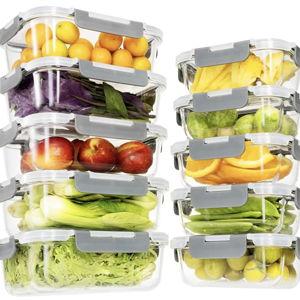 Glass Food Storage Containers with Lids,20 Pieces Glass Storage Container sets,Meal Prep Container,Airtight Glass Lunch Containers,Leakproof,BPA Free(10 lids & 10 Containers)