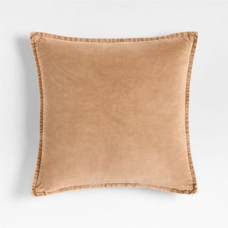 Relaxed Washed Organic Cotton Velvet Throw Pillow Cover