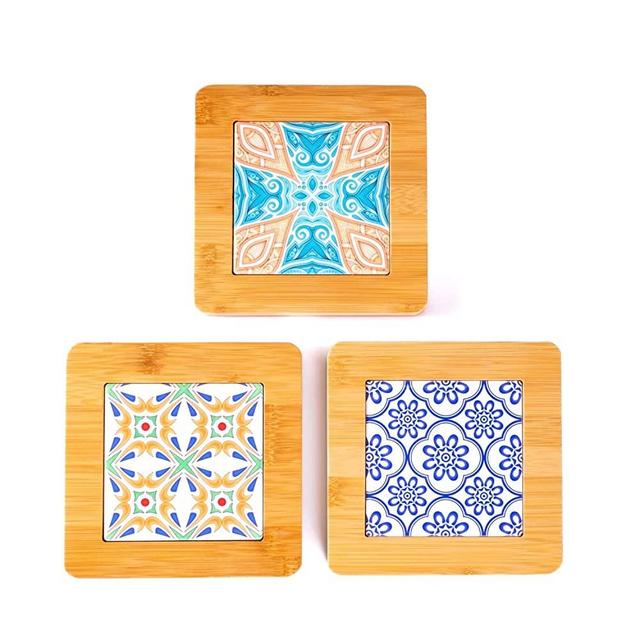 Ziany Wood Trivet Set of 3pc - Bamboo Trivet for Table and Countertop Protection - Trivets for Hot Pots and Pans - Bamboo Trivet for Hot Dishes