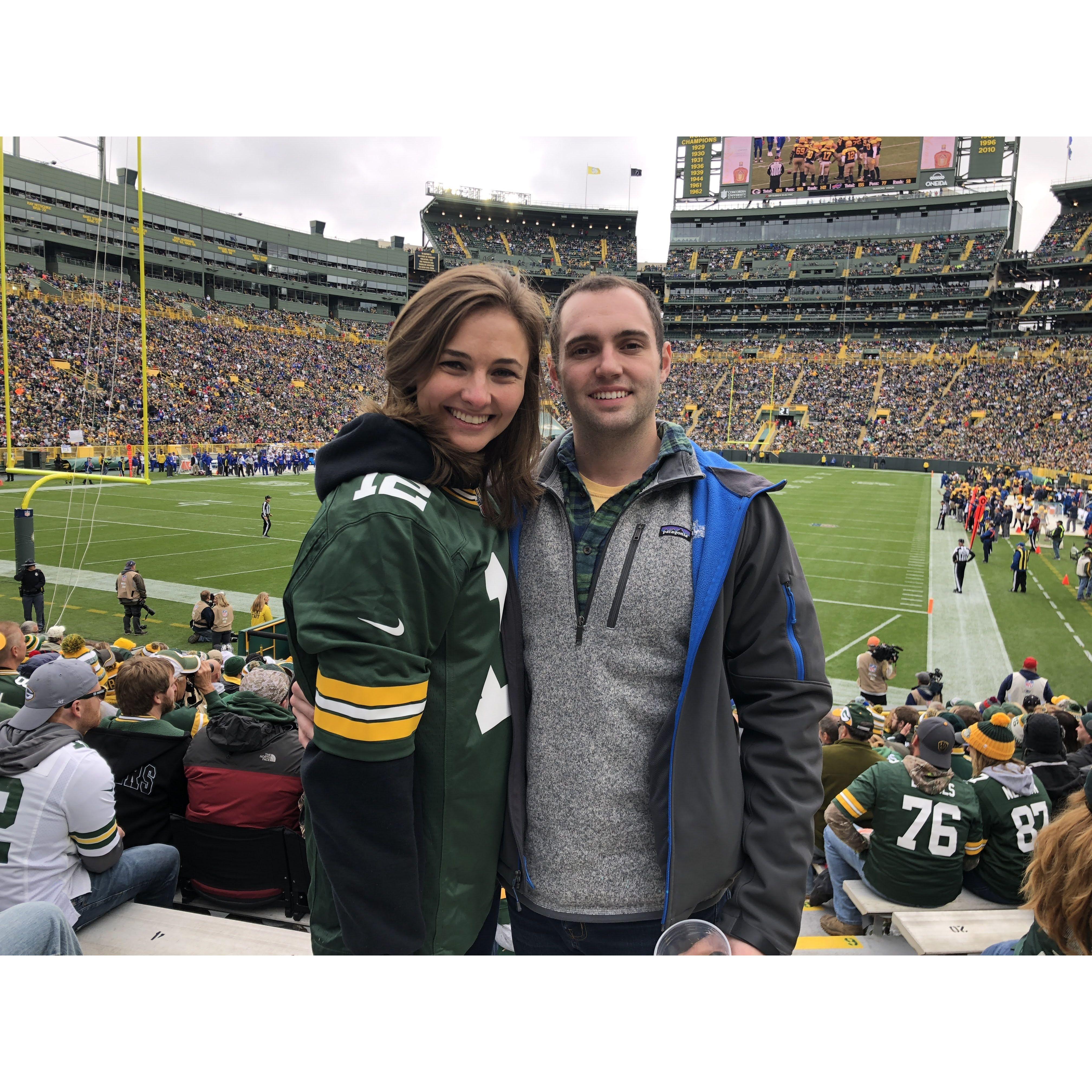 September 2018 - our first Packers game at Lambeau Field (this is when I knew Matt really loved me since he bought me the tickets!)