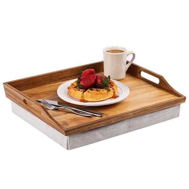 Rossie Home Lap Tray with Detachable Pillow, Serving Tray - Natural Acacia - Style No. 76106