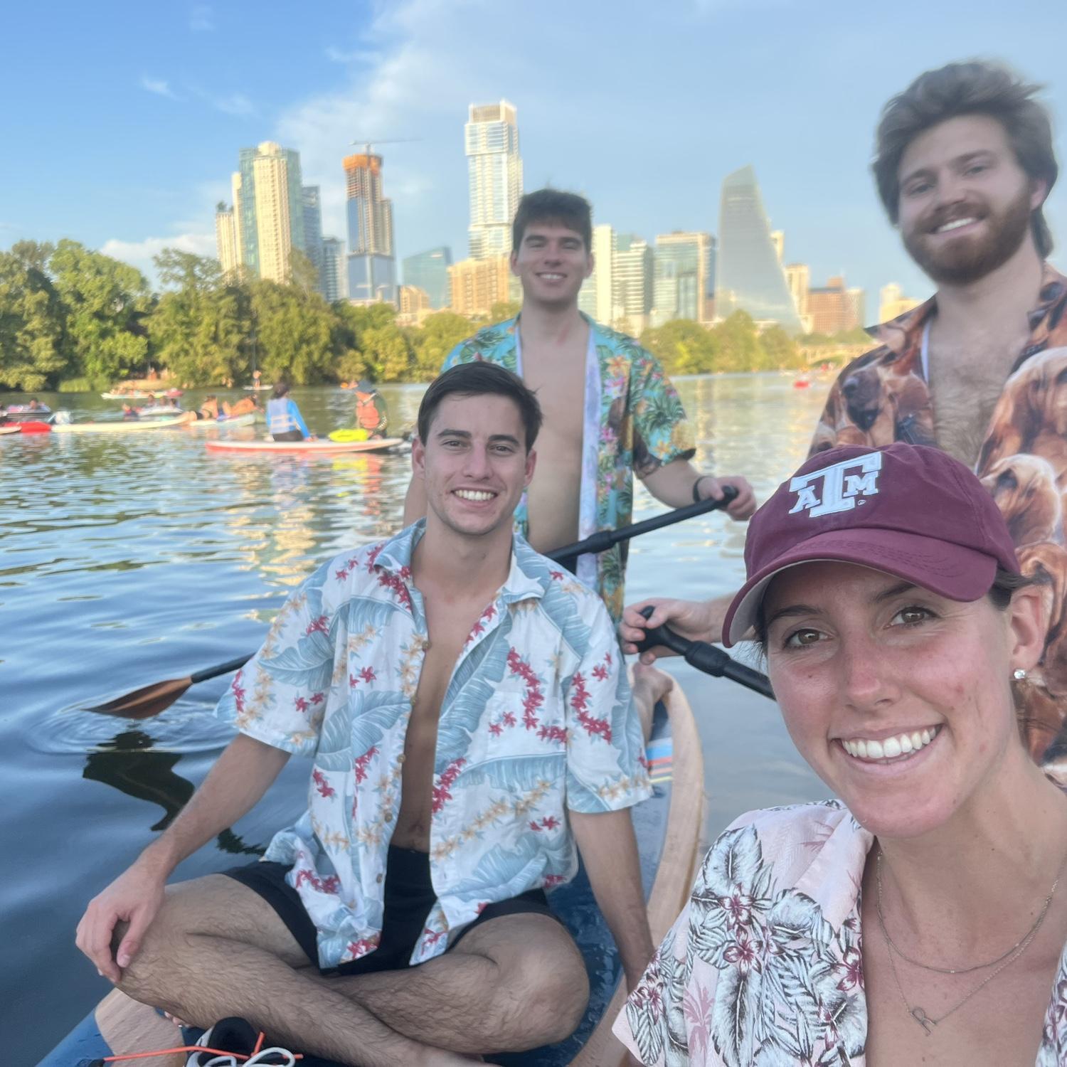 September 2022: Clinton and Riley still spent time together as friends, here they are paddle-boarding in Austin!