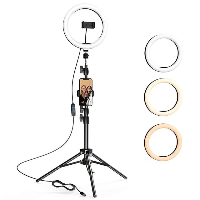 10.2 inch Selfie Ring Light with Tripod Stand & 2 Phone Holders, LETSCOM Dimmable Led Beauty Camera Ringlight for Makeup/Photography/YouTube Videos/Vlog/TIK Tok/Live, Compatible with iPhone & Android