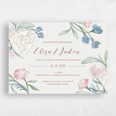 Burgundy, Red Wedding Invitation - Wilbur Bloom