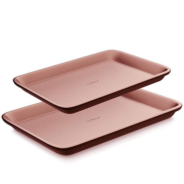 Nonstick Cookie Sheet Baking Pan - 2pc Large & Medium Metal Oven Baking Tray, Professional Quality Kitchen Cooking Non-Stick Bake Trays w/ Rimmed Borders, Guaranteed NOT to Warp - NutriChef NC2TRRG.5