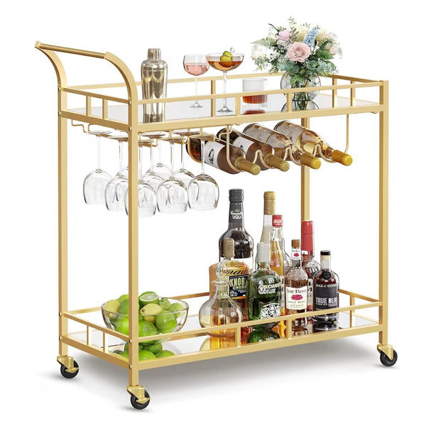 VASAGLE Bar Cart GOLD, 33.9''W