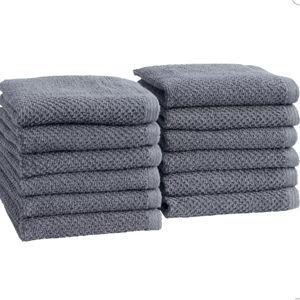 Cotton Quick Dry Loop Textured Washcloths - Great Bay Home (Chambray Blue, Washcloths - Set of 12)