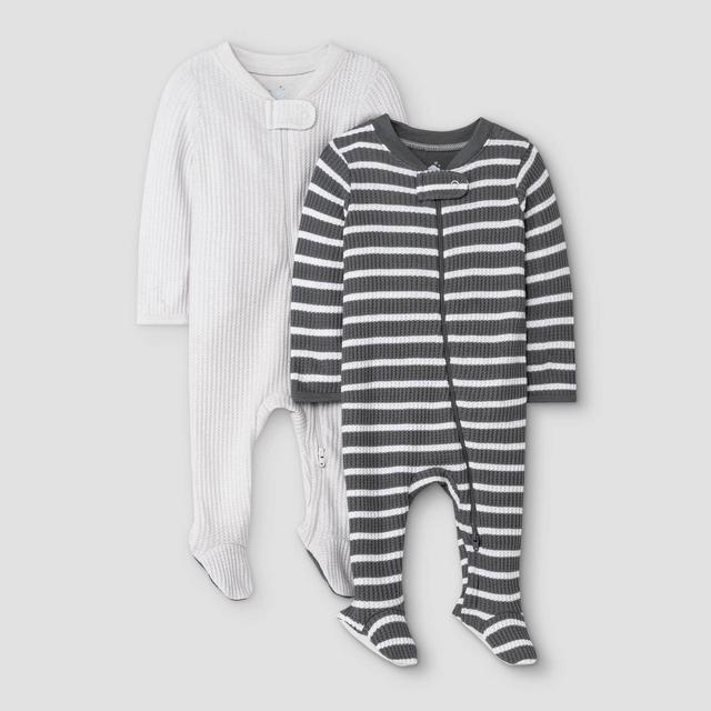 Baby Boys' 2pc Waffle Sleep N' Play with Mitten Cuffs - Cloud Island™ Gray 6-9M