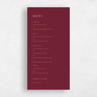 Wine, Purple Wedding Menu - Sambac