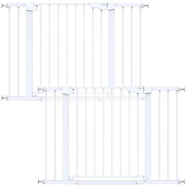 Cumbor 2 Pack 29.7-46" Baby Gate for Stairs, Mom's Choice Awards Winner-Auto Close Dog Gate for doorways, Easy Install Pressure Mounted Pet Gates indoor, Easy Walk Thru Wide Safety Gate for Dog, White