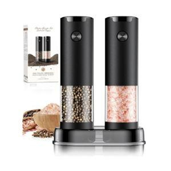 Electric Salt and Pepper Grinder Set Automatic Battery Pepper Mill Shakers Adjustable Coarseness Upgraded Larger Capacity with Led Home and Kitchen Appliances Birthday Gifts for Women Mom