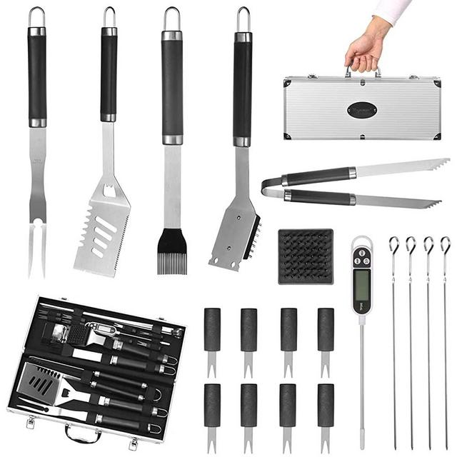 ROMANTICIST BBQ Utensils Grill Set,Stainless Steel Grilling Tools,Heavy Duty Grill Accessories Gift for Babeque Indoor Outdoor-20pcs