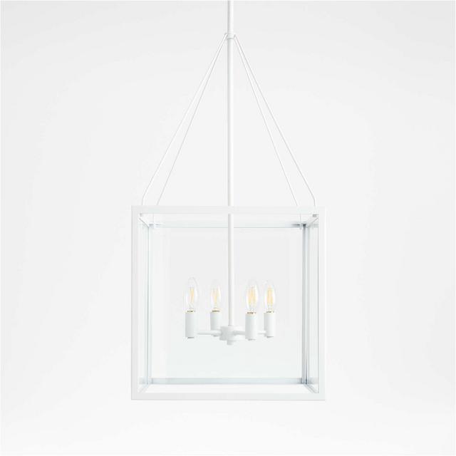 Nolan Square White Glass Pendant Light