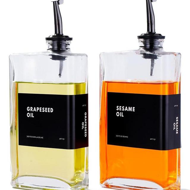 APT 1101 Olive Oil Dispenser for Kitchen, Cooking Oil Dispenser, Oil and Vinegar Dispenser Set, Olive Oil Bottle, Soy sauce dispenser, coffee syrup bottles - 2 pcs, Black