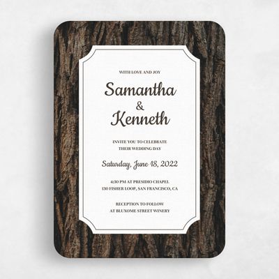 Brown Rounded Wedding Invitation - Douglas Frame