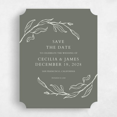 Green Ticket Wedding Save the Date - Everhart Portrait
