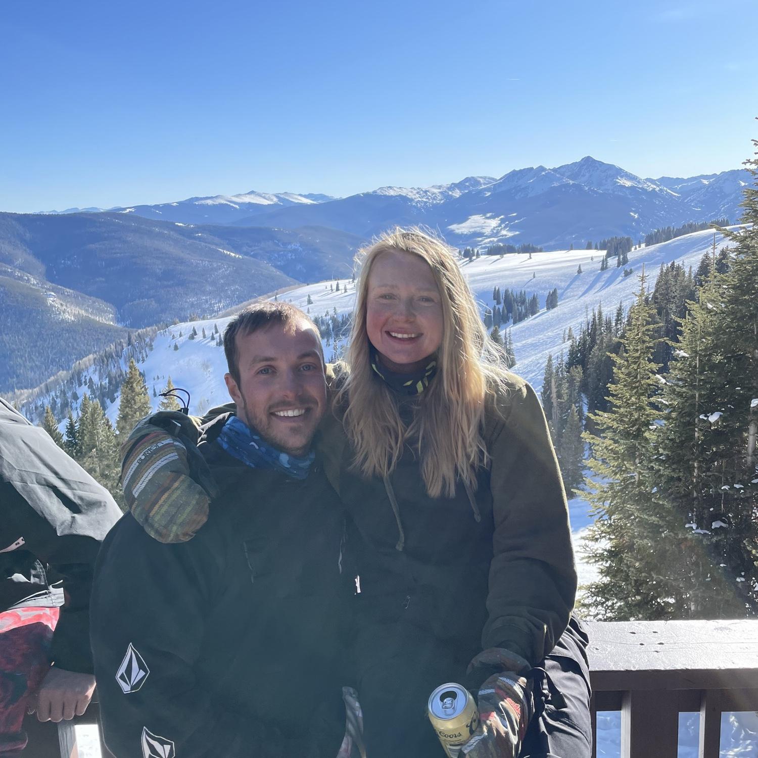 Our first photo together, on one of our first dates snowboarding at Vail