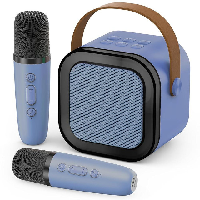 Mini Karaoke Machine for Kids Adults, 2026 TOP Birthday Gifts for Girls Boys 3,4,5,6,7,8+Year Old Toddler Toys, Portable Bluetooth Speaker with 2 Wireless Karaoke Microphones Player (Navy)