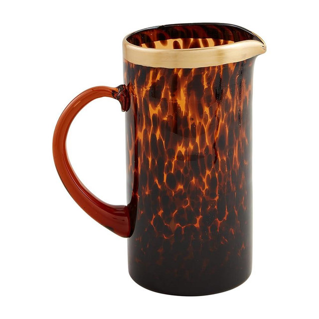 Mud Pie Glass Tortoise Pitcher; 47 oz