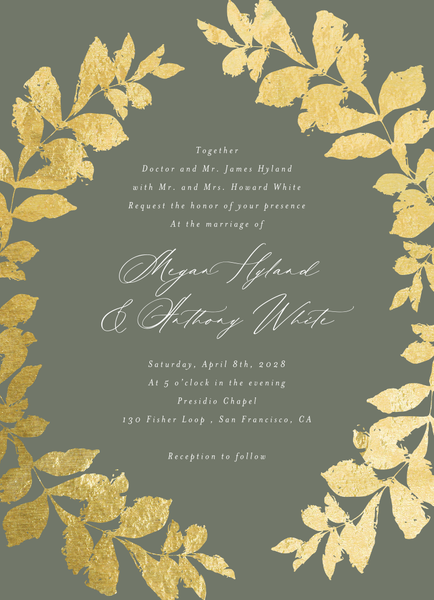 Jasmine Classic Foil | Dark Sage | Zola Wedding Invitations