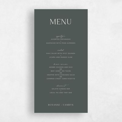 Dark Seaweed, Green Wedding Menu - Altair