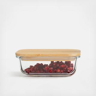 Rectangular Glass Storage Container with Bamboo Lid