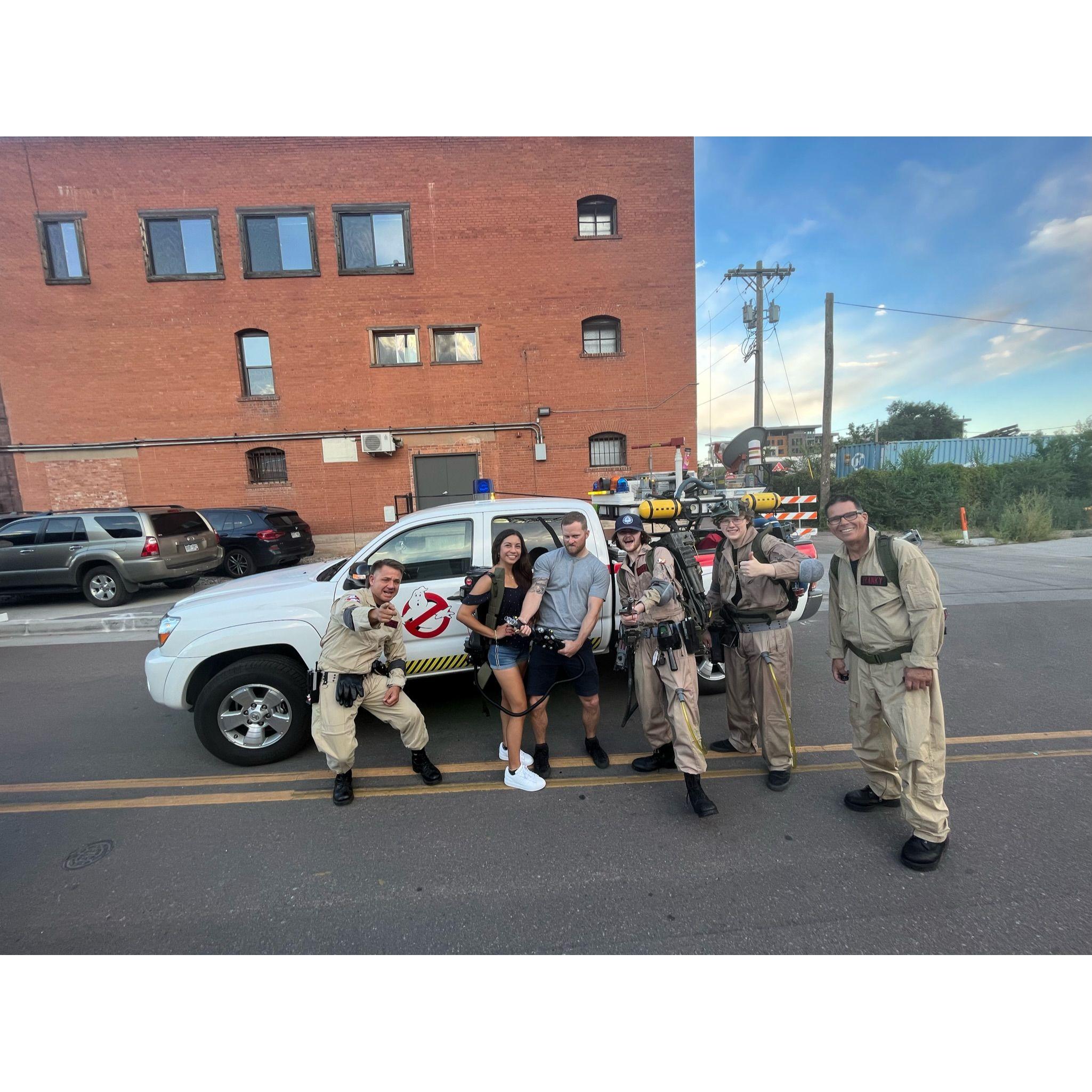 With the Ghost Busters at the Switchbacks soccer game.