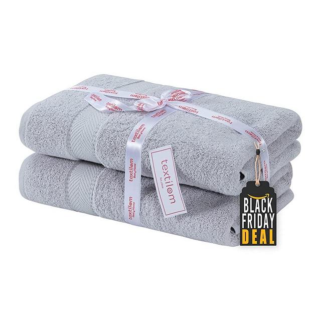 TEXTILOM 100% Turkish Cotton 2 Pcs Bath Towel Set, Luxury Bath Towels for Bathroom, Soft & Absorbent Hotel Quality Bathroom Towels Set ( 27 x 54 inches )- Light Grey
