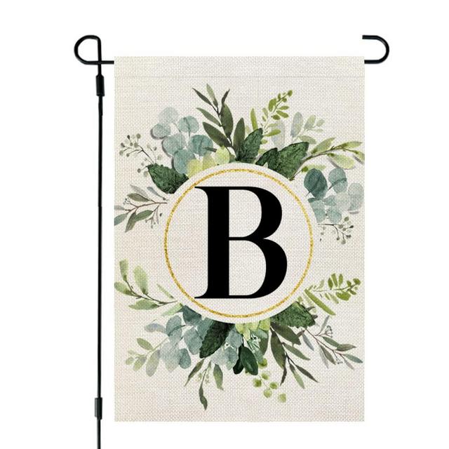 Crowned Beauty Monogram Letter B Garden Flag Floral 12x18 Inch Double Sided for Outside Small Burlap Family Last Name Initial Yard Flag CF764-12