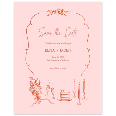Tomato, Pink Wedding Digital Save the Date - Finley Portrait