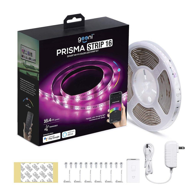 Geeni Prisma 5M Smart WiFi LED Strip Lights Works with Alexa, Google Assistant 16 Million Colors Phone App Controlled Light Strip for Home, Kitchen, TV, Party, for iOS and Android, 16.4ft